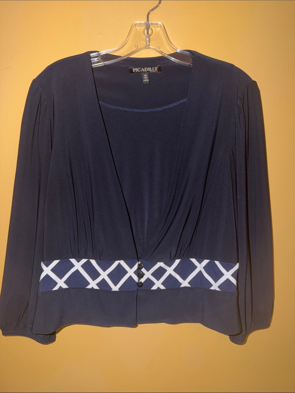 Picadilly Fashion Navy Blazer with White Lattice Waistband
